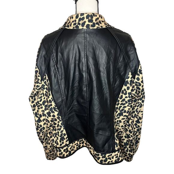 Pamela McCoy Leopard Print Asymmetrical Zip Moto Jacket Women’s Size 3X - Picture 5 of 12